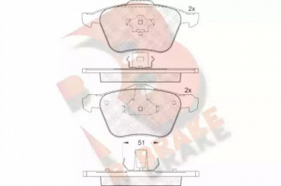 R BRAKE rb1551 -  Комплект тормозных колодок, дисковый тормоз